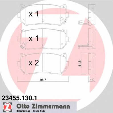 Otto Zimmermann 23455.130.1 Brake Pad Set, disc brake 234551301