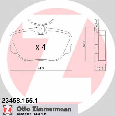 Otto Zimmermann 23458.165.1 Brake Pad Set, disc brake 234581651