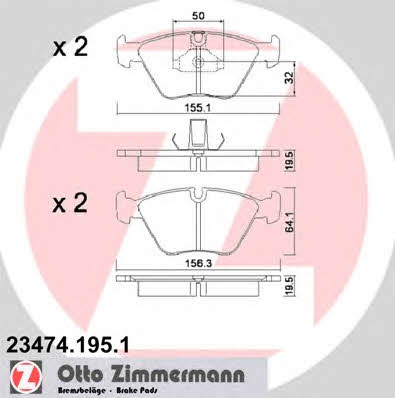 Otto Zimmermann 23474.195.1 Brake Pad Set, disc brake 234741951