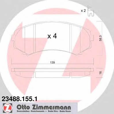 Otto Zimmermann 23488.155.1 Brake Pad Set, disc brake 234881551