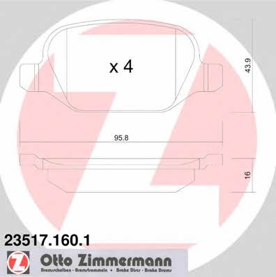 Otto Zimmermann 23517.160.1 Brake Pad Set, disc brake 235171601