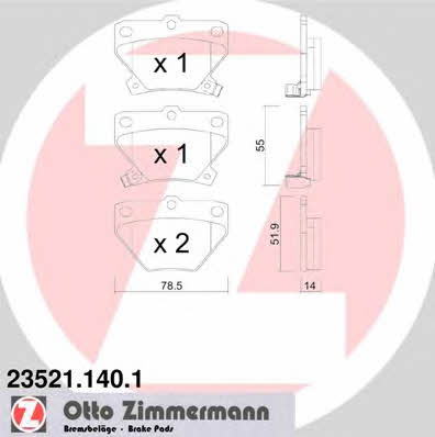 Otto Zimmermann 23521.140.1 Brake Pad Set, disc brake 235211401