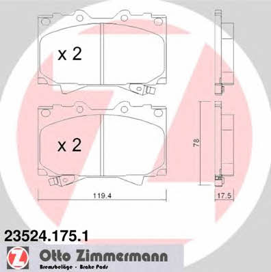 Otto Zimmermann 23524.175.1 Brake Pad Set, disc brake 235241751