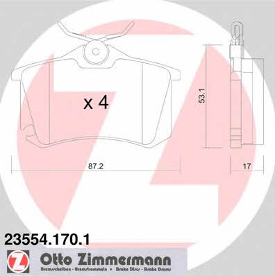 Rear disc brake pads, set Otto Zimmermann 23554.170.1