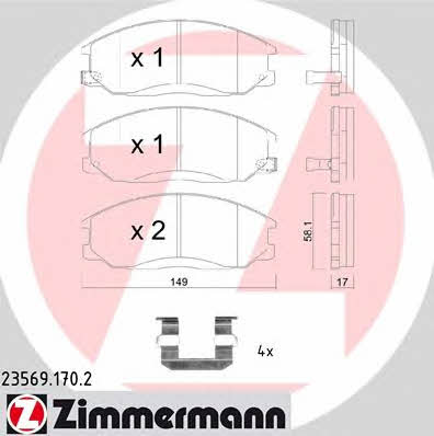 Otto Zimmermann 23569.170.2 Brake Pad Set, disc brake 235691702