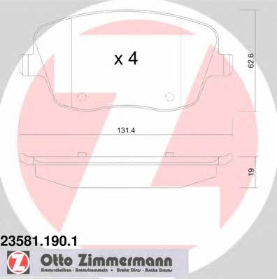 Otto Zimmermann 23581.190.1 Brake Pad Set, disc brake 235811901