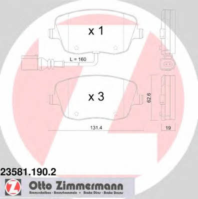 Otto Zimmermann 23581.190.2 Brake Pad Set, disc brake 235811902
