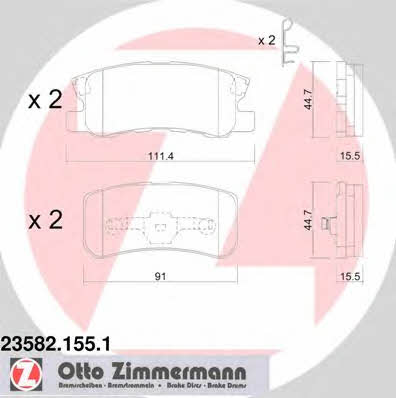Otto Zimmermann 23582.155.1 Brake Pad Set, disc brake 235821551
