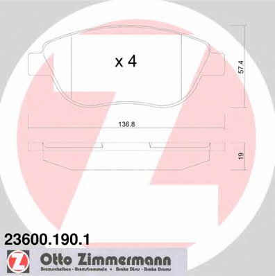 Otto Zimmermann 23600.190.1 Brake Pad Set, disc brake 236001901