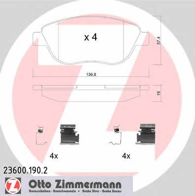 Otto Zimmermann 23600.190.2 Brake Pad Set, disc brake 236001902