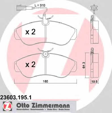 Otto Zimmermann 23603.195.1 Brake Pad Set, disc brake 236031951