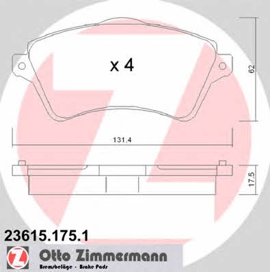 Otto Zimmermann 23615.175.1 Brake Pad Set, disc brake 236151751