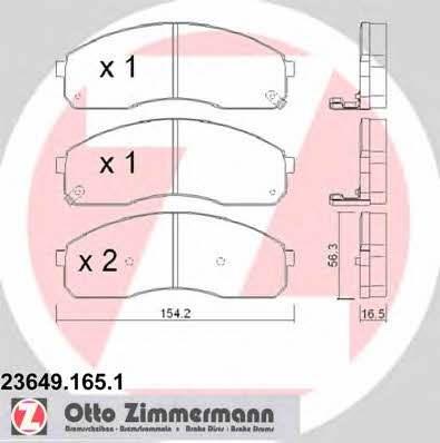 Otto Zimmermann 23649.165.1 Brake Pad Set, disc brake 236491651