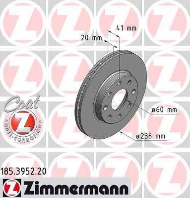 Otto Zimmermann 185395220 Ventilated disc brake, 1 pcs. 185395220