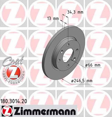 Otto Zimmermann 180.3014.20 Unventilated front brake disc 180301420