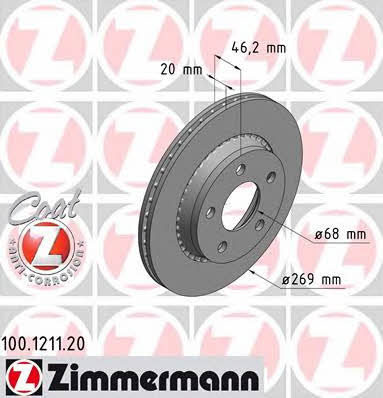 Otto Zimmermann 100.1211.20 Rear ventilated brake disc 100121120