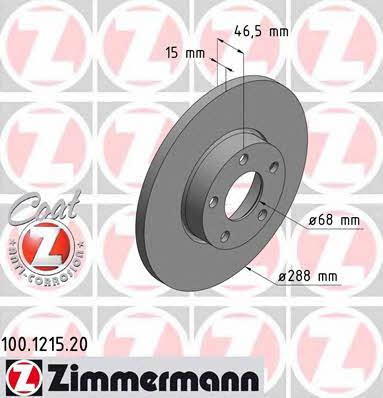 Otto Zimmermann 100.1215.20 Unventilated front brake disc 100121520
