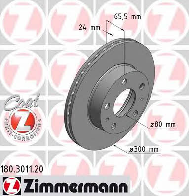 Otto Zimmermann 180.3011.20 Front brake disc ventilated 180301120