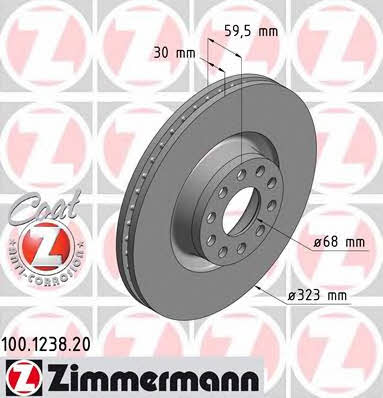 Otto Zimmermann 100.1238.20 Front brake disc ventilated 100123820