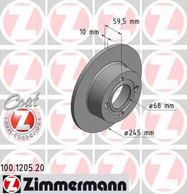 Otto Zimmermann 100.1205.20 Rear brake disc, non-ventilated 100120520