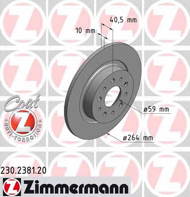 Otto Zimmermann 230.2381.20 Rear brake disc, non-ventilated 230238120