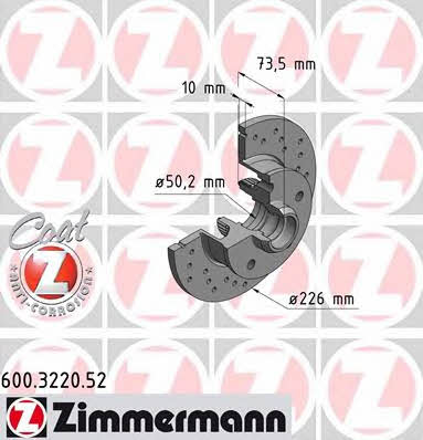 Otto Zimmermann 600.3220.52 Brake disc 600322052