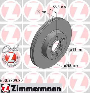 Otto Zimmermann 600.3209.20 Front brake disc ventilated 600320920