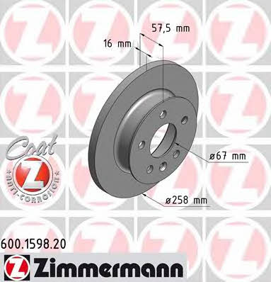 Otto Zimmermann 600.1598.20 Unventilated front brake disc 600159820