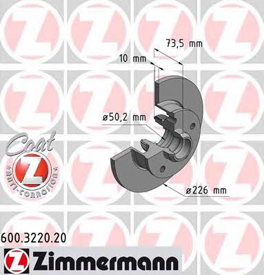 Otto Zimmermann 600.3220.20 Rear brake disc, non-ventilated 600322020