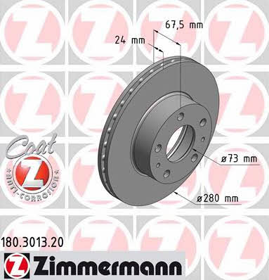 Otto Zimmermann 180.3013.20 Front brake disc ventilated 180301320