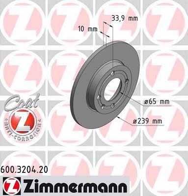 Otto Zimmermann 600.3204.20 Unventilated front brake disc 600320420