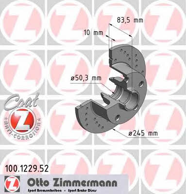 Otto Zimmermann 100.1229.52 Brake disc 100122952