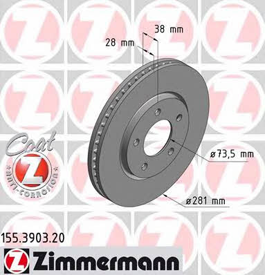 Otto Zimmermann 155.3903.20 Front brake disc ventilated 155390320