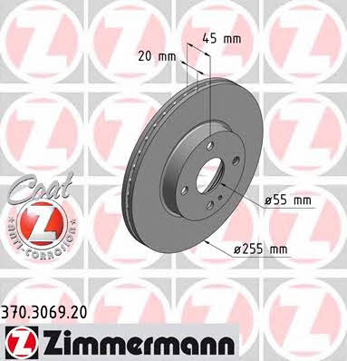 Otto Zimmermann 370.3069.20 Front brake disc ventilated 370306920