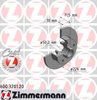 Otto Zimmermann 600.3201.20 Rear brake disc, non-ventilated 600320120