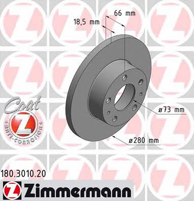 Otto Zimmermann 180.3010.20 Unventilated front brake disc 180301020