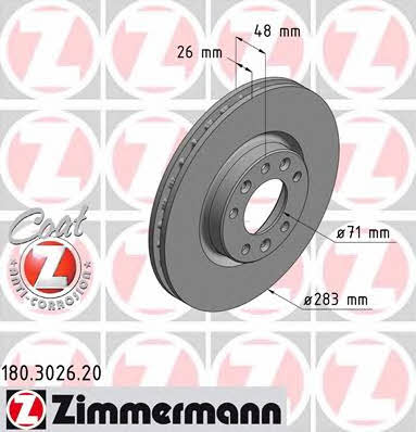 Otto Zimmermann 180.3026.20 Front brake disc ventilated 180302620