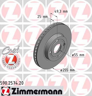 Otto Zimmermann 590.2574.20 Brake disc 590257420
