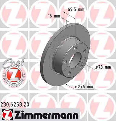 Otto Zimmermann 230.6258.20 Brake disc 230625820