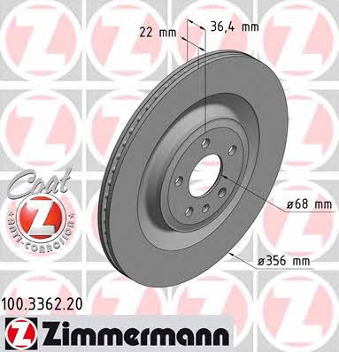 Rear vented brake disc Otto Zimmermann 100.3362.20