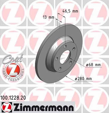 Otto Zimmermann 100.1228.20 Unventilated front brake disc 100122820