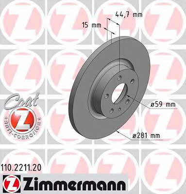 Otto Zimmermann 110.2211.20 Brake disc 110221120