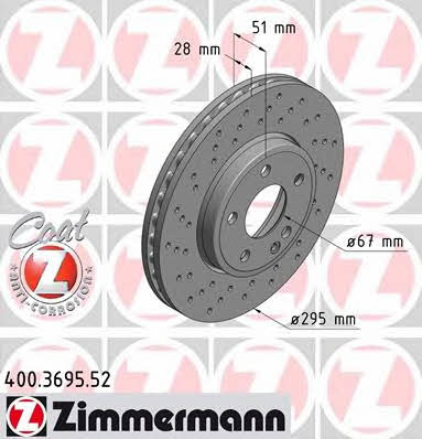 Otto Zimmermann 400.3695.52 Front brake disc ventilated 400369552