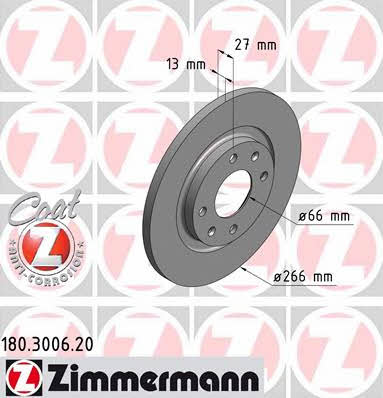 Otto Zimmermann 180.3006.20 Unventilated front brake disc 180300620