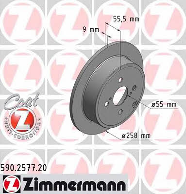 Otto Zimmermann 590.2577.20 Rear brake disc, non-ventilated 590257720