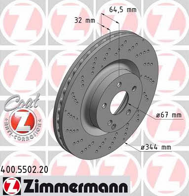 Otto Zimmermann 400.5502.20 Front brake disc ventilated 400550220