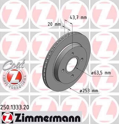 Otto Zimmermann 250.1333.20 Rear ventilated brake disc 250133320