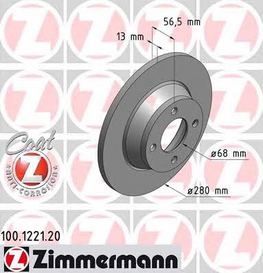 Otto Zimmermann 100.1221.20 Unventilated front brake disc 100122120