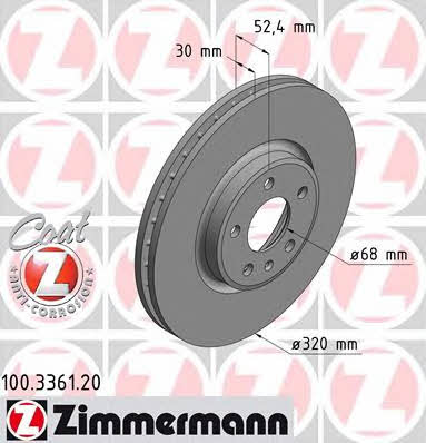 Front vented brake disc Otto Zimmermann 100.3361.20