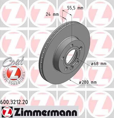 Front vented brake disc Otto Zimmermann 600.3212.20